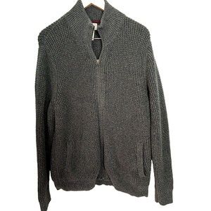 L.L. Bean Organic Cotton Knit Sweater Full Zip Men's Medium Regular Gray